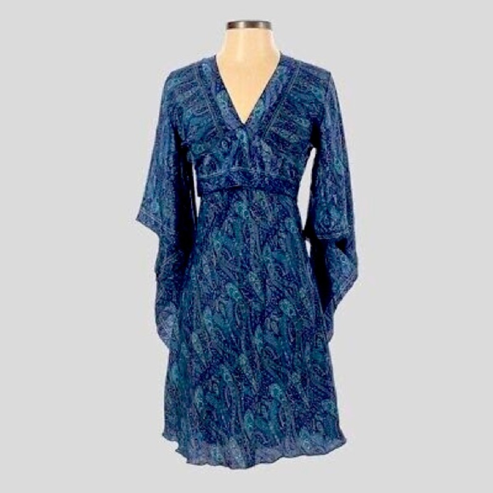 Silk blue paisley dress
